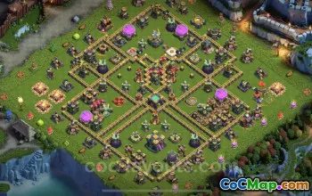 Top TH14 Base Copy: Anti Air & Dragon Defense - COC #21681