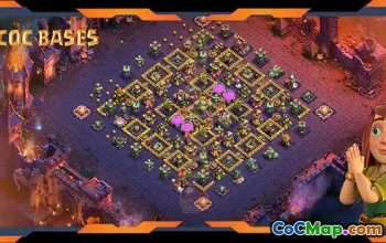 Top TH14 War Base with Anti-2 Star Design #57494