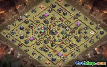 Top TH14 War Base with Link - Anti Everything Defense #21550