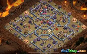 Top TH15 Anti 3 Stars Hybrid War Base with Link - COC #22070