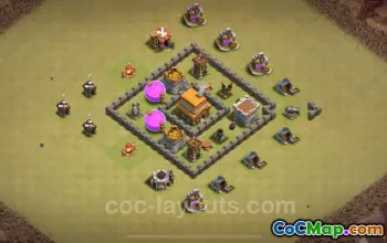 Top TH4 Anti 3 Stars War Base 2024 - Hybrid Setup & Link #18125