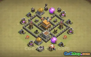 Top TH4 Anti 3 Stars War Base - Copy Link & Defend Strong #18129