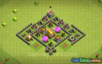 أعلى قاعدة TH4 الزراعية 2024 - تصميم هجين مضاد لـ 3 نجوم رقم 18017