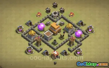 Top TH4 Hybrid War Base - Best 2 Star Anti Base Link #18047