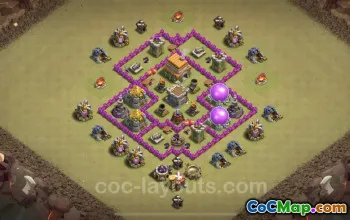 Top TH6 Anti 3 Stars War Base - Best Hybrid Layout with Link #18383