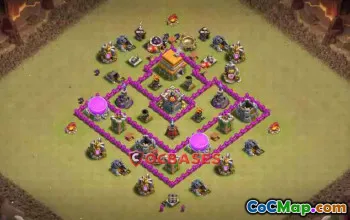 Top TH6 War Base: Anti-Air & Anti-Giant, Compact Design #24063