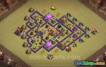 Pangkalan Perang Anti 2 Bintang TH7 Teratas 2024 - Tautan Clash of Clans #18743