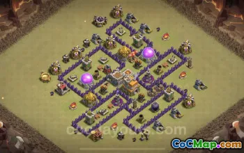 Top TH7 Anti 3 Stars War Base - Clash of Clans Link #23997