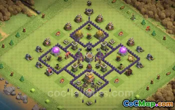 Top TH7 Base Copy: Anti 3 Stars Hybrid Defense Link #24158