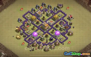Top TH7 War Base Link - Best Anti 3 Star Hybrid Defense #24245