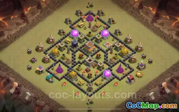 Top TH8 Anti 2 Stars War Base 2024 with Link - COC #18992