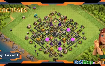 Tata Letak Pangkalan Hibrida TH9 Teratas untuk Pertanian & Pertahanan - Clash of Clans #18048