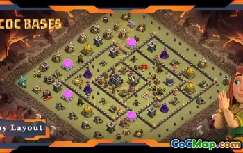 Top TH9 War Base: Anti 2 Stars Layout for Clash of Clans #19405