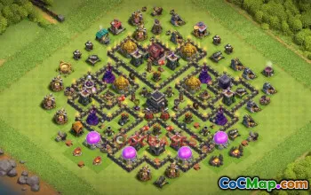 Top TH9 War Base with Hybrid Defenses #56822
