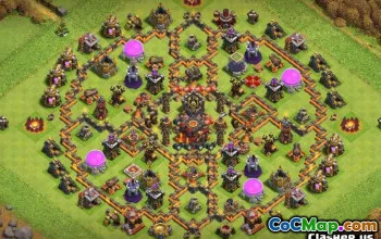 Tata Letak Pangkalan Top Town Hall 10 untuk COC - Farming & War #14604