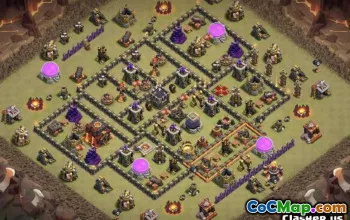 COC的Top Town Hall 10基本布局 - 家庭与战争地图＃13539