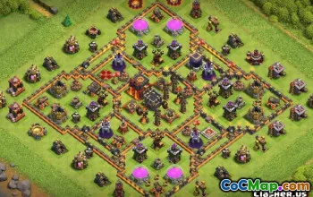 Top Town Hall 10 Layout e mappe di base per COC #12538