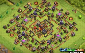 Top Town Hall 10 COC基础布局：农业和奖杯地图＃10710