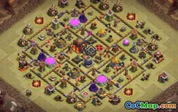 TOP TOWN HALL 10 COC ბაზის განლაგება და რუქები - დააკოპირეთ ახლავე! #15952