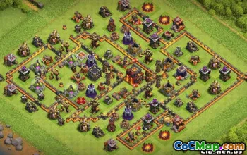 Top Town Hall 10战争＃12631的COC基础布局和地图