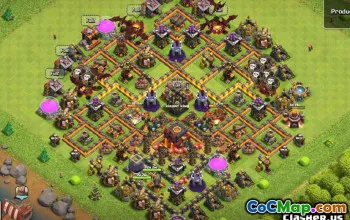Top Town Hall 10战争和奖杯的COC基础布局和地图＃10819