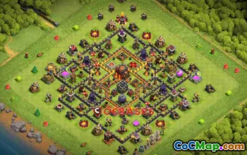 Top Town Hall 10 Hybrid Base: Anti 2/3 Stars Design #24110