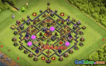 Top Town Hall 10 Trophy Base - Anti 2/3 Stars Setup #23175