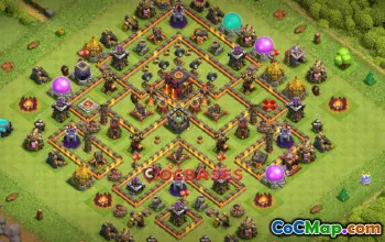 Top Town Hall 10 Trophy Base for Clash of Clans - Anti-Air, CWL #21468