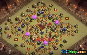 Top Town Hall 10 War Base: Anti 3 Star, Symmetric Design #23541