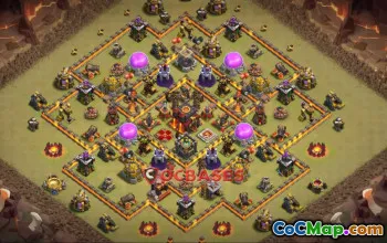 Top Town Hall 10 War Base - Anti 3 Stars Compact Design #24023