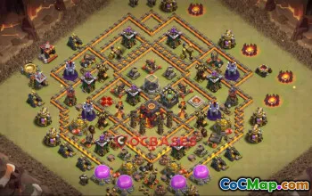 Top Town Hall 10 War Base: Anti 3 Stars & Symmetric Design #23928