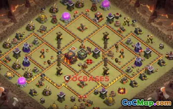 Top Town Hall 10 War Base: Anti-Air & Anti-Ground Setup #22992