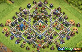 COC的顶级市政厅12基本布局 - 链接和地图＃9745