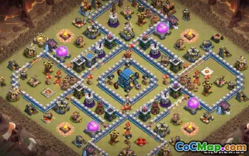 Top Town Hall 12 COC基础布局和战争与奖杯的地图＃11411
