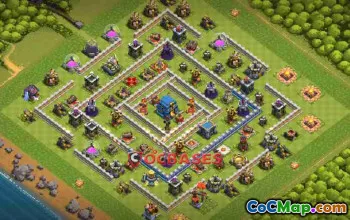 Top Town Hall 12 Hybrid Base - Anti 3 Stars & Queen Walk #23635