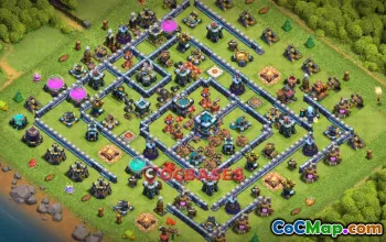Top Town Hall 13 Base: Anti 3-Star & Symmetric Design #21276
