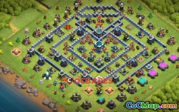 Top Town Hall 13 Base: Symmetric, Anti 3-Star Design #21640