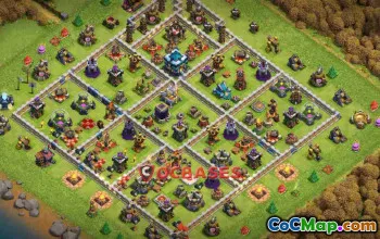 Top Town Hall 13 Hybrid Base: Anti 2/3 Stars, Compact Design #24039