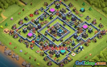 Top Town Hall 13 Hybrid Base - Anti 3 Stars for Trophies #21388