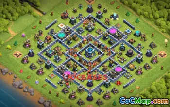 Top Town Hall 13 Hybrid Base: Anti 3 Stars & Ground Ring #21286