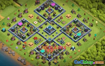 Top Town Hall 13 Trophy Base: Anti 3-Star Symmetric Design #20171