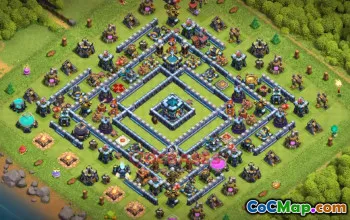 Top Town Hall 13 Trophy Base - Anti 3 Stars & Symmetric #21877