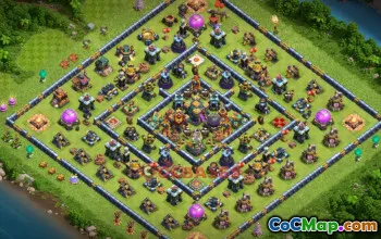 Top Town Hall 14 Hybrid Base for Farming & War in Clash of Clans #20213