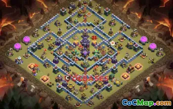 Top Town Hall 15 War Base: Anti 3 Star & Compact Design #23593