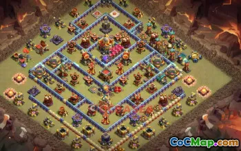Meilleure base de guerre de l'hôtel de ville 16 pour Clash of Clans | Copier le lien de base #18679
