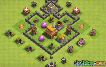 शीर्ष टाउन हॉल 4 बेस लेआउट: युद्ध, ट्रॉफी और खेती के नक्शे #14561