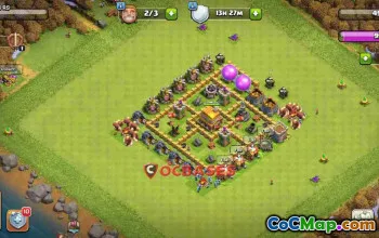 Top Town Hall 5 Base: Anti Balloon & 100% Anti 2 Star Design #24316