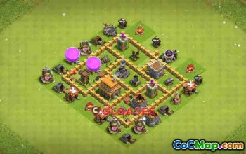 Top Town Hall 5 Trophy Base - Anti 3 Star & Symmetric Design #24323
