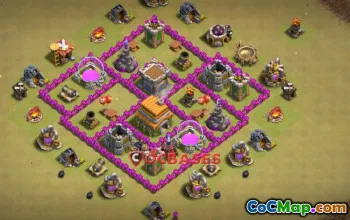 Top Town Hall 6 War Base: Anti-2 Star & Compact Design #21844