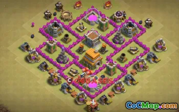 Top Town Hall 6 War Base: Anti-Air & Trophy Protection #20065